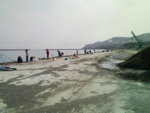 ホッケ釣りの人がずらり