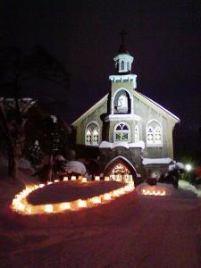 2008年雪あかりのカトリック富岡教会1