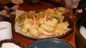 Tempura including prawns and wild vegetables