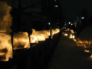 雪明かりの手宮線1 雪明かりの手宮線1